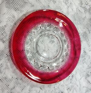 Vintage Tiffin-Franciscan Glass Crystal Ruby Flashed King's Crown 6" Plate (#1)